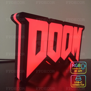 Doom RGB Light Box classic FPS gaming logo decor