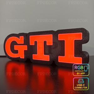 GTI RGB Light Box hot hatch performance LED decor sign