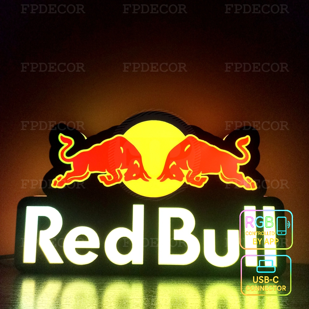 Red Bull RGB Light Box racing and extreme sports decor