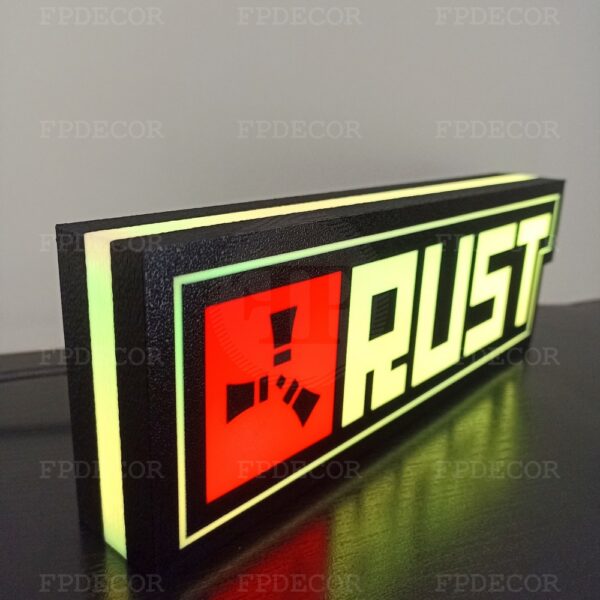 Rust RGB Light Box, Survival Game Logo & Gaming Room Decor - FP Decor