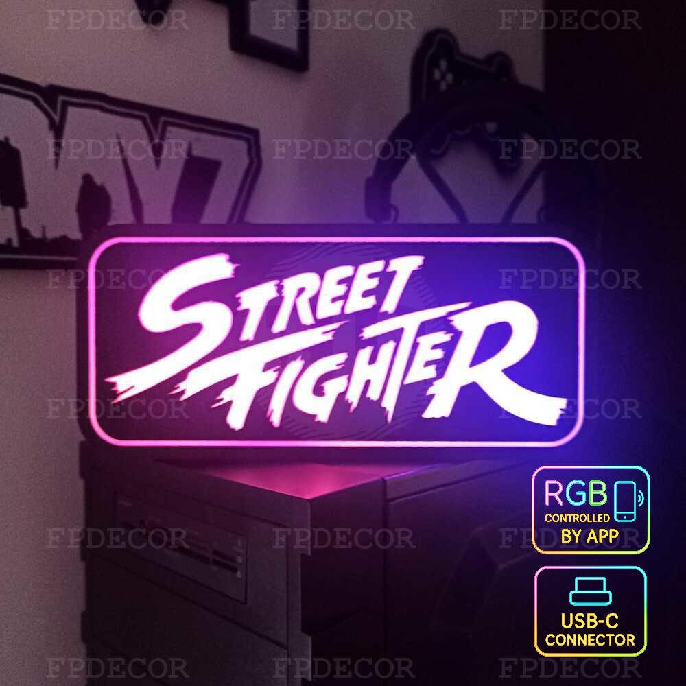 Street Fighter RGB light box for retro arcade room decoration