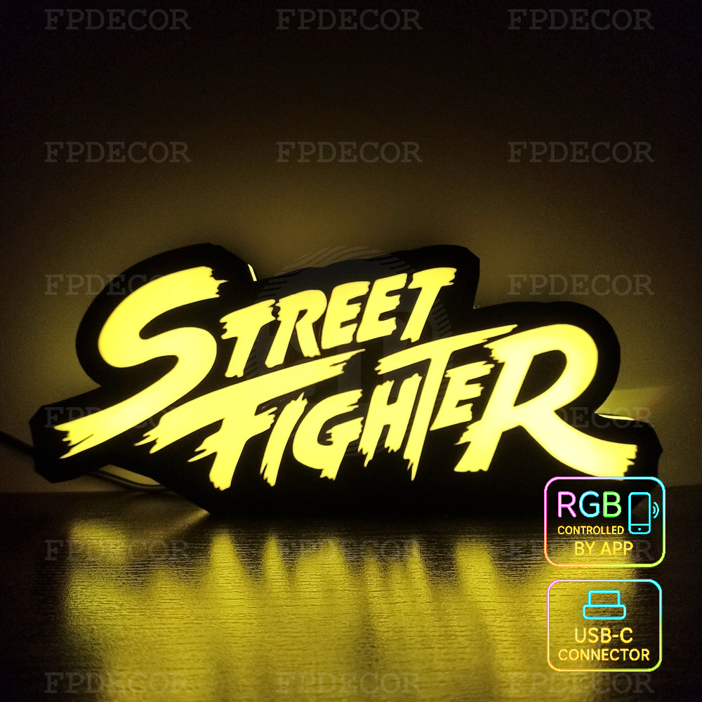 Street Fighter RGB Light Box classic fighting game logo decor