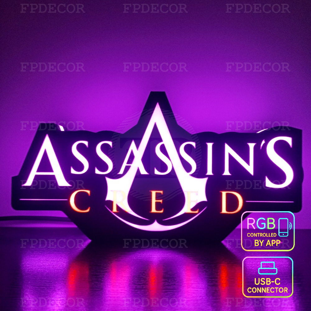Assassin's Creed RGB Light Box gaming room logo decor