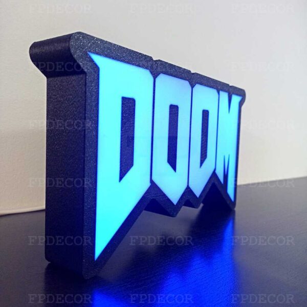 Doom RGB Light Box, Classic FPS Logo Gaming Decor - FP Decor