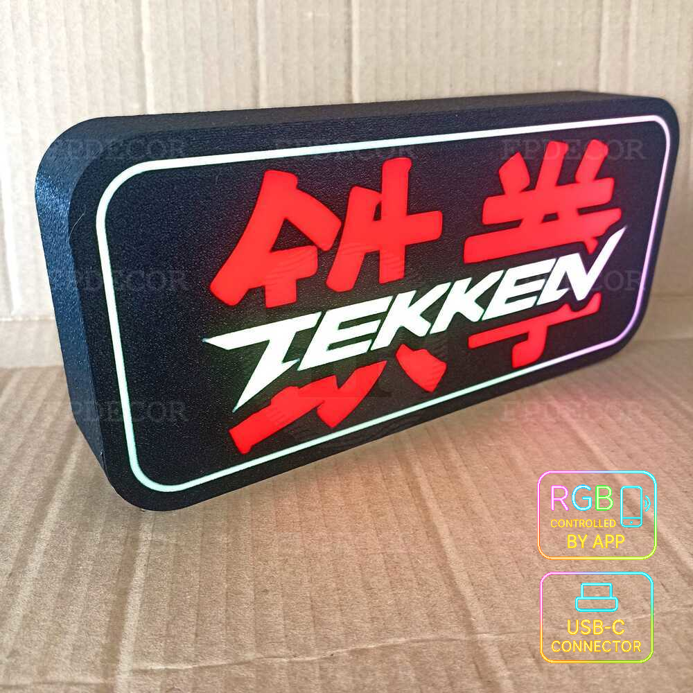 Tekken RGB light box for fighting game room decoration