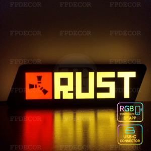 Rust RGB Light Box, Survival Game Logo & Gaming Room Decor