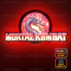 Mortal Kombat RGB Light Box, Gaming Room & Wall Decor